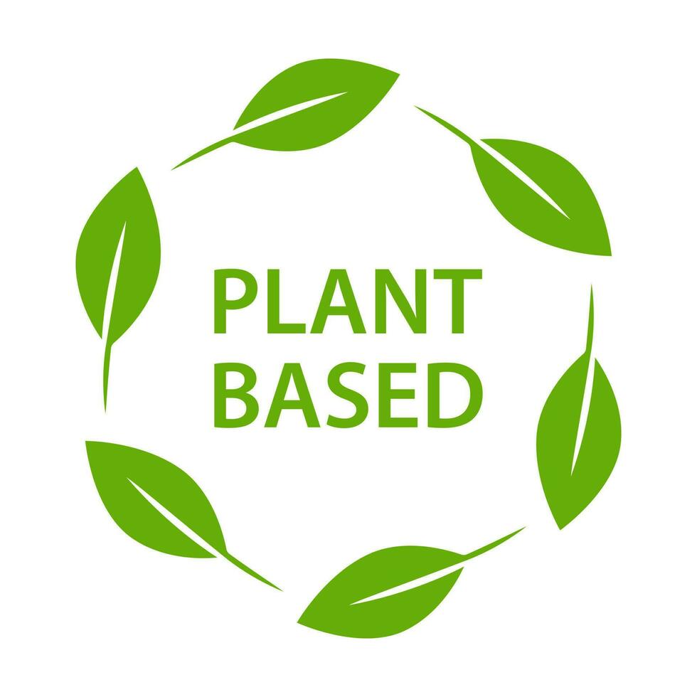 Plant based icon vector healthy food symbol vegan badge, vegetarian sign for graphic design, logo, website, social media, mobile app, UI illustration