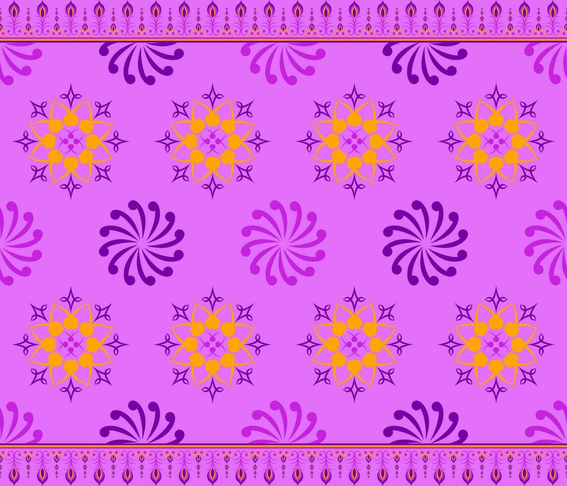 Ethnic folk geometric seamless pattern in dark purple vector