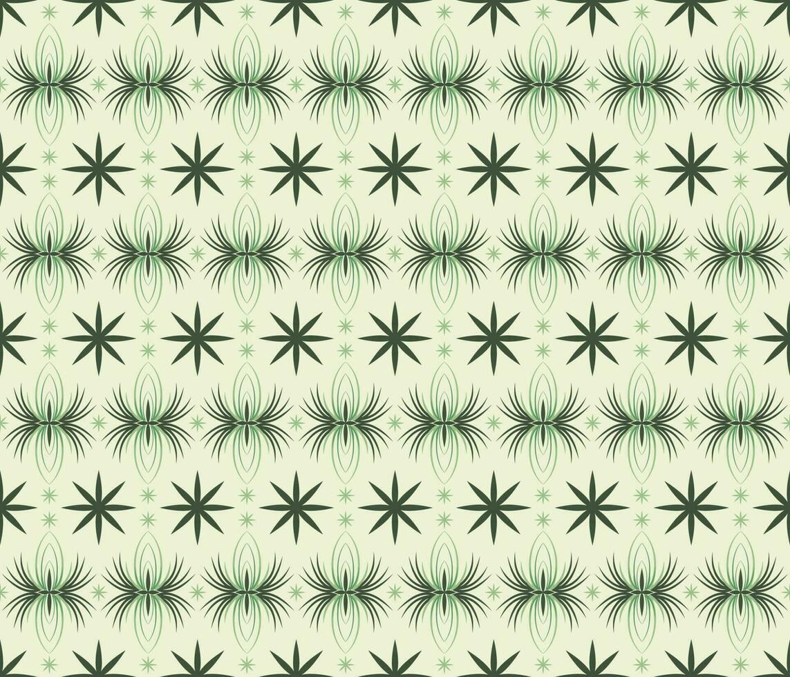 Ethnic folk geometric seamless pattern in soft green vector
