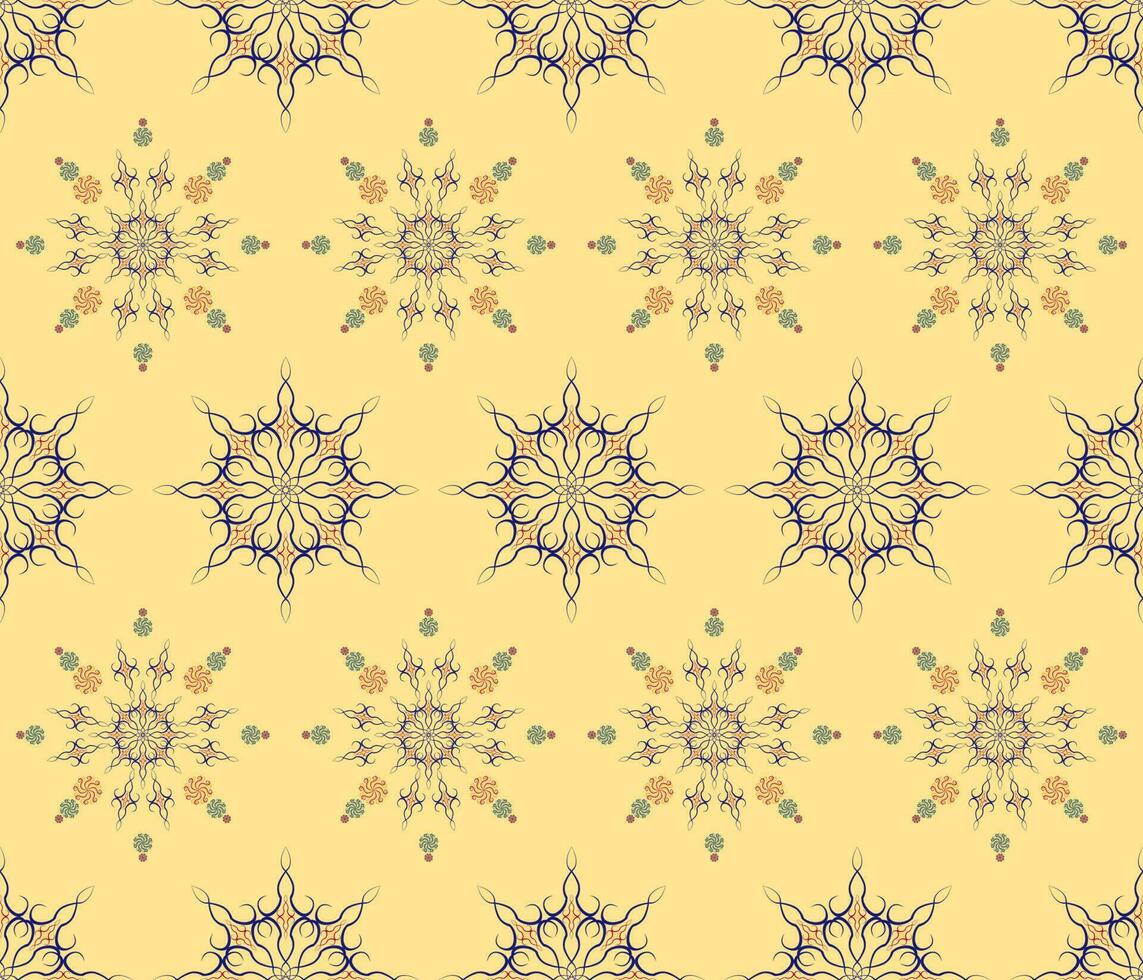 Ethnic folk geometric seamless pattern in yellow tone vector
