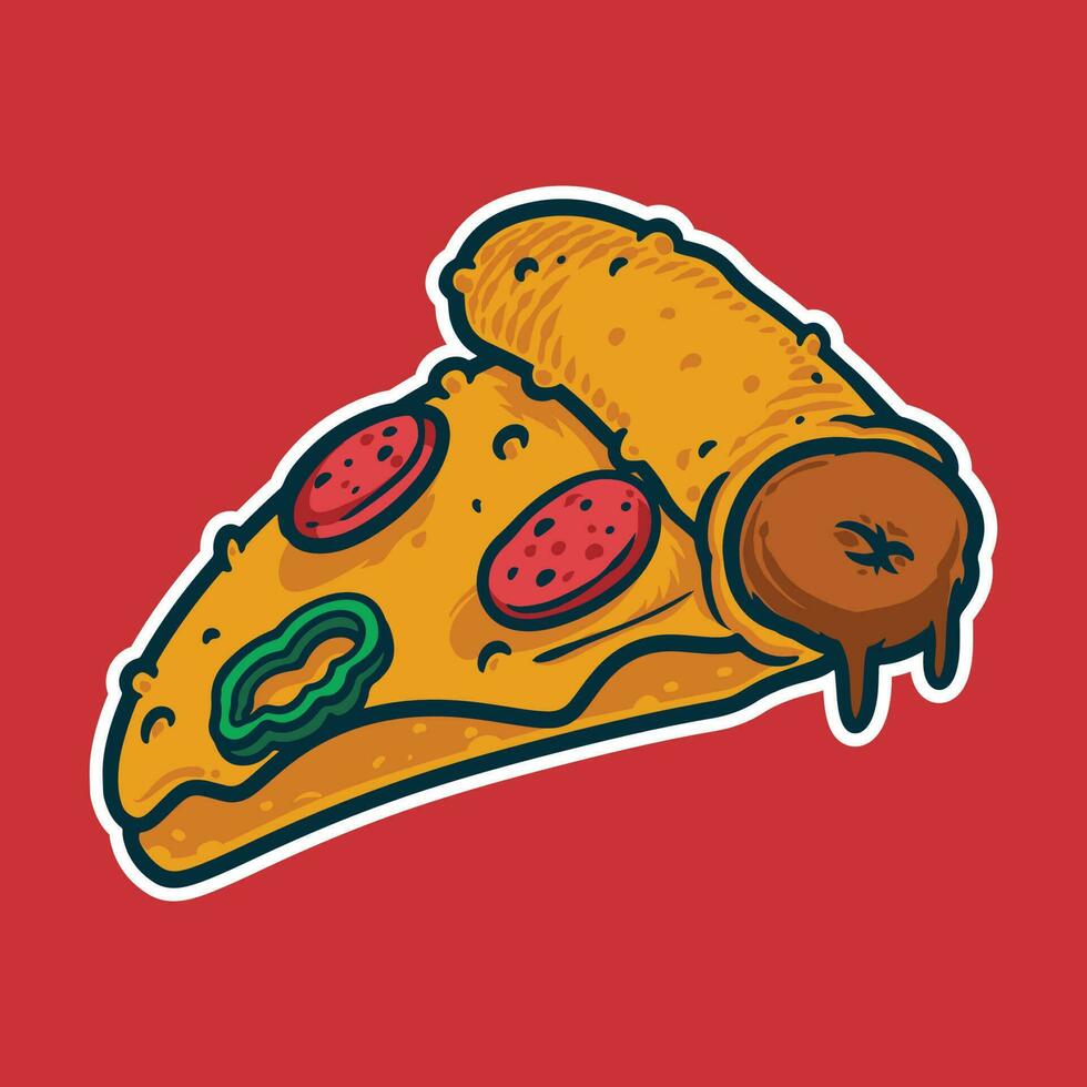 Pizza - dibujos animados estilo vistoso vector ilustración. italiano comida