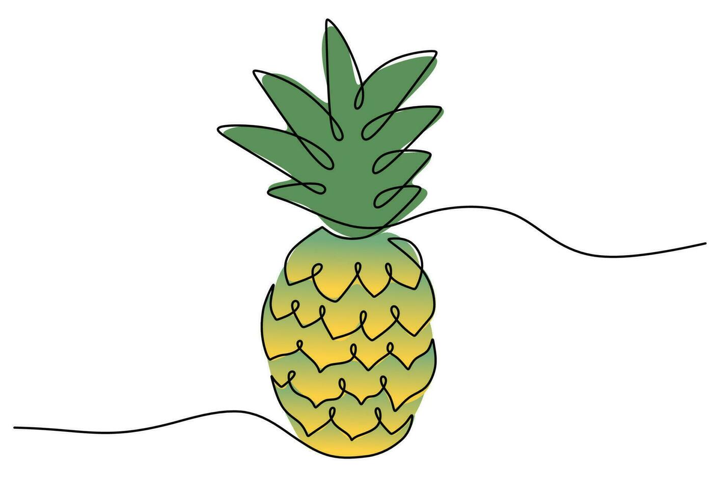 Pineapple continuous one line drawing, fruit vector illustration.
