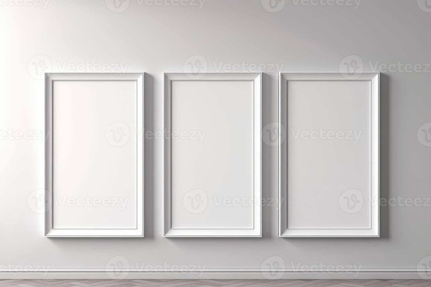 picture frame on wall, white picture canvas, minimalism, mockup . photo
