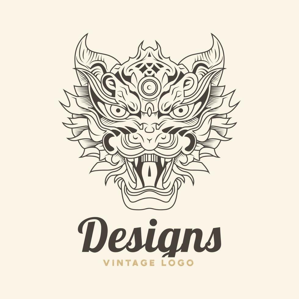 dragon head character logo. devil dragon template logo. vector