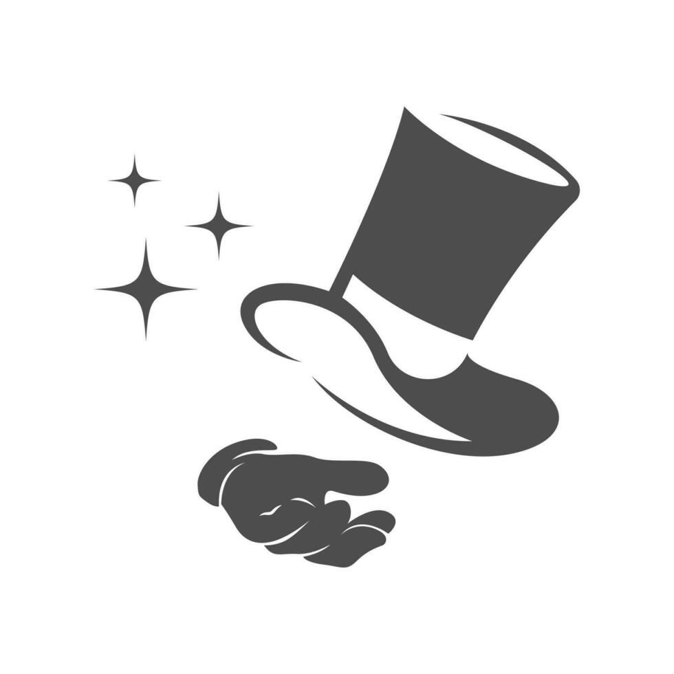 Magician and magician hat icon logo design vector