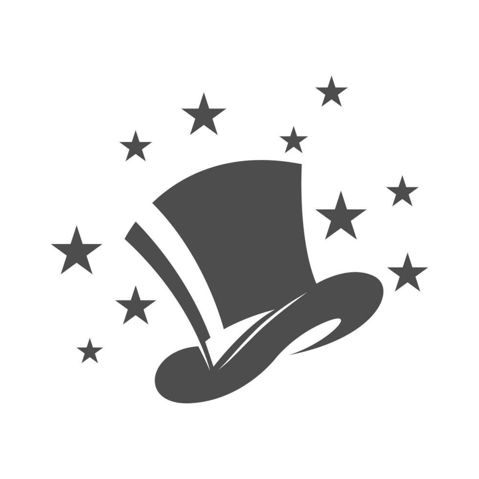 Magician and magician hat icon logo design vector