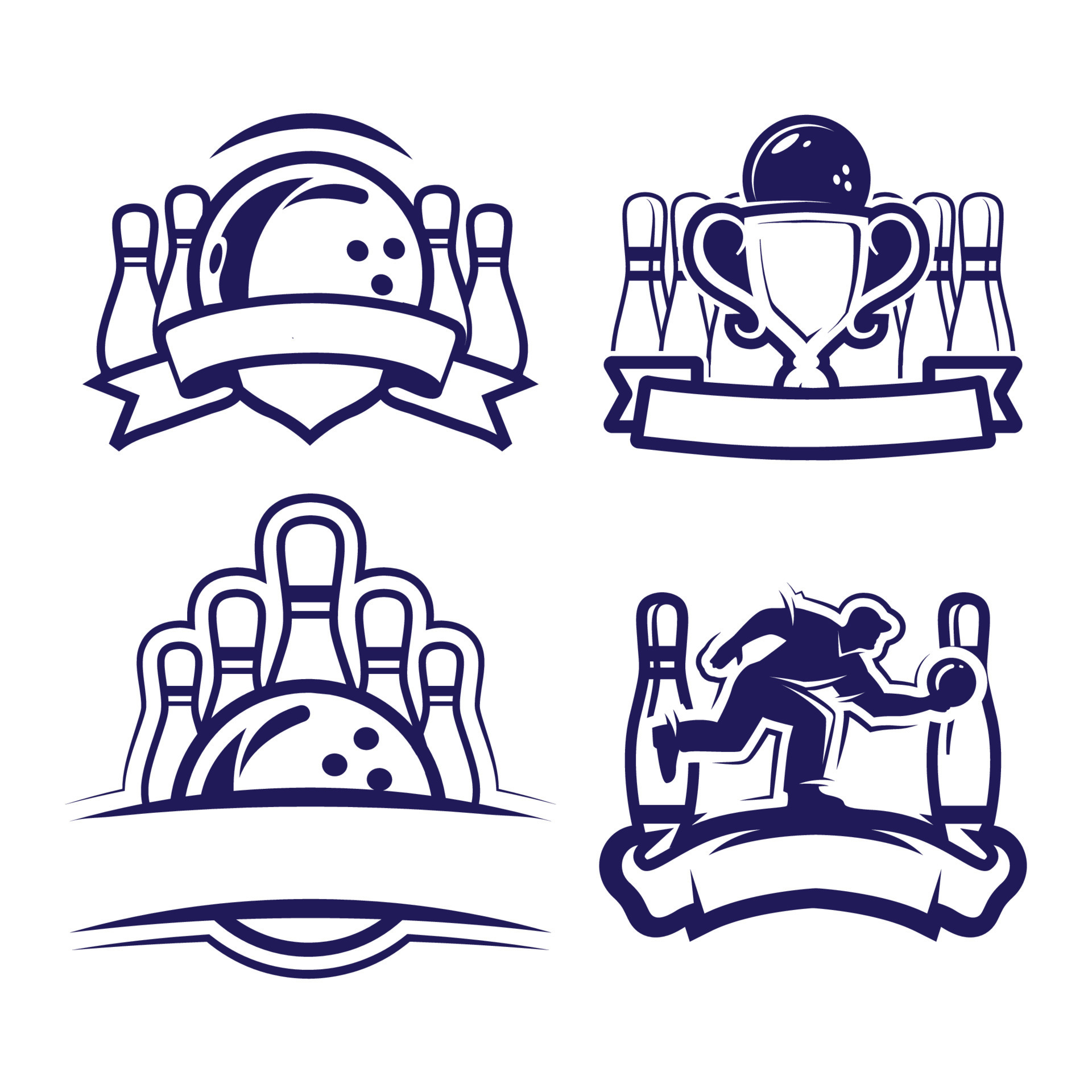 Set of bowling logo design template. Bowling silhouette illustration  template 23783950 Vector Art at Vecteezy
