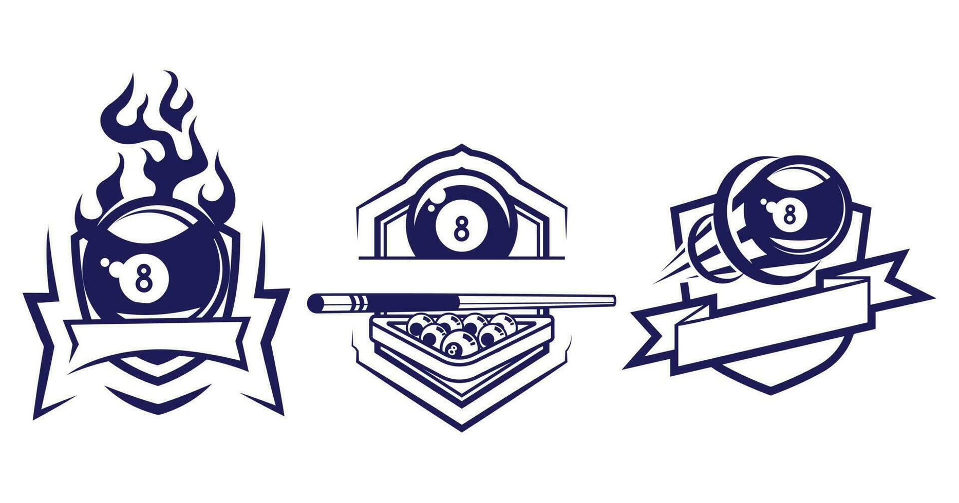 Set of billiards logo championship template vector