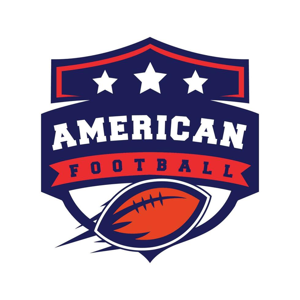sencillo retro americano fútbol americano logo diseño modelo. con rojo y azul color combinación vector