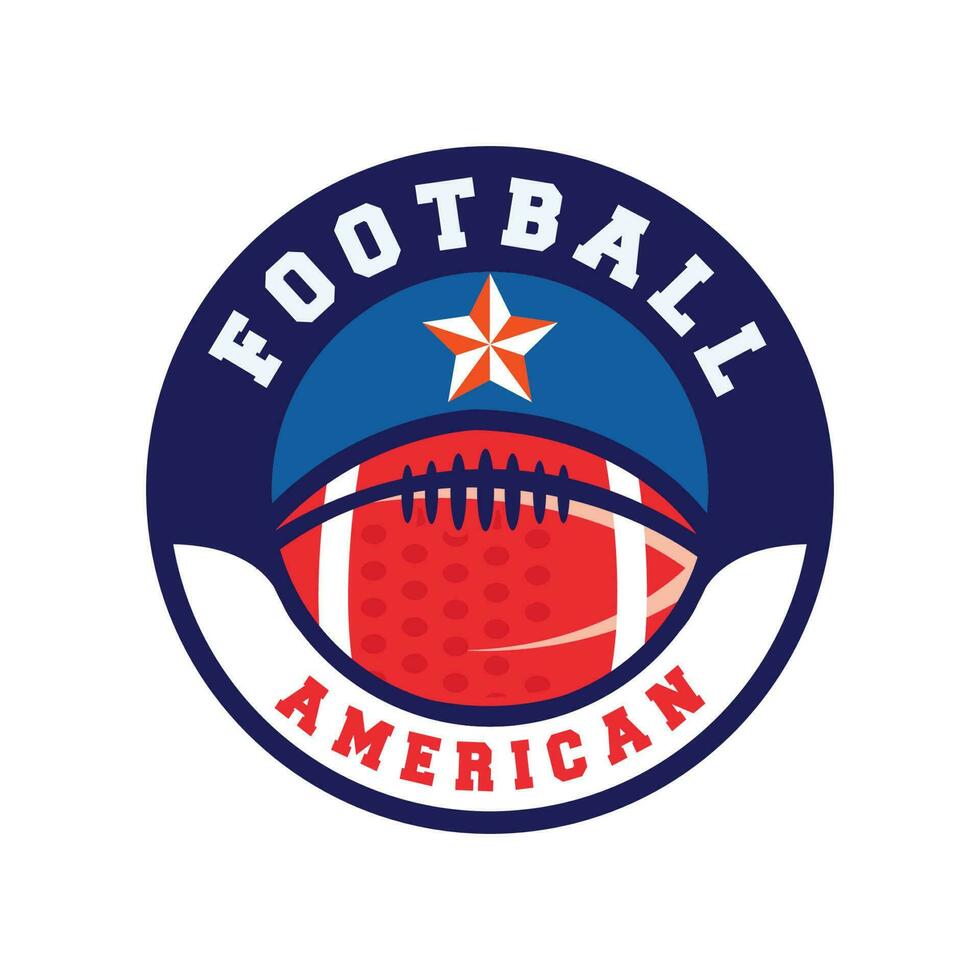 Simple retro american football logo design template. With red and blue color combination vector