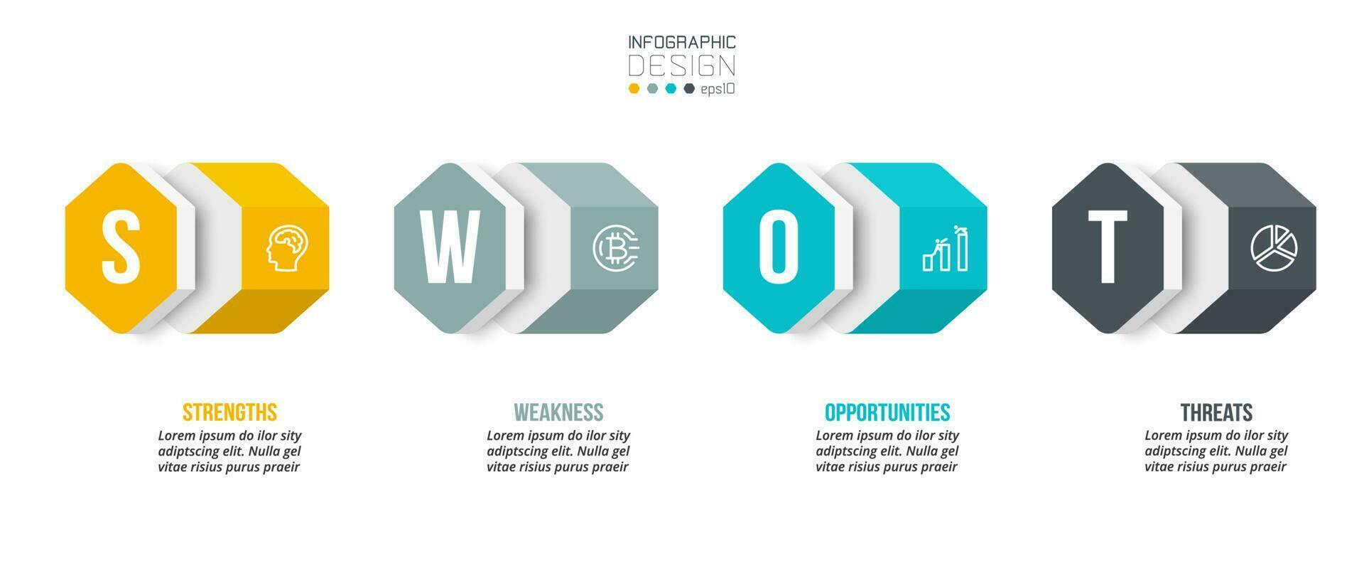 Business concept infographic template with swot analysis. vector