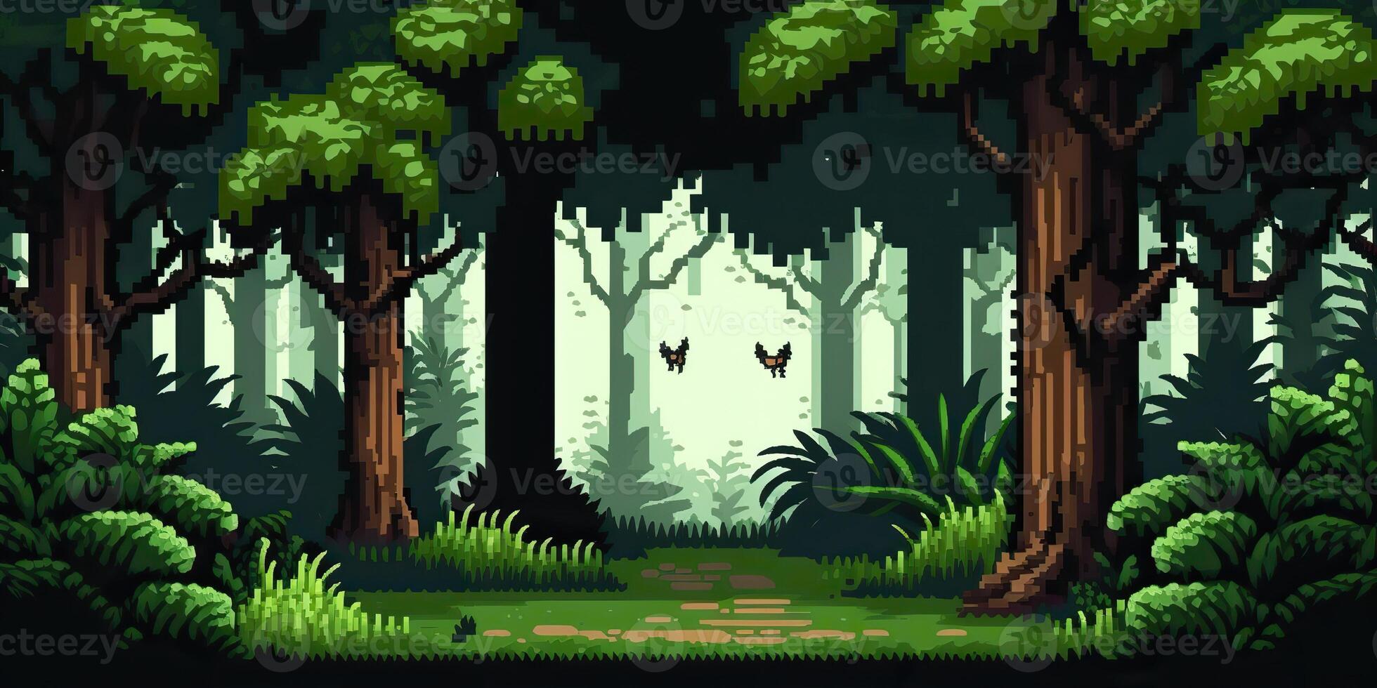 . . 8 bit abstract forest scene. Can be used for retro games or graphic design. Graphic Art photo