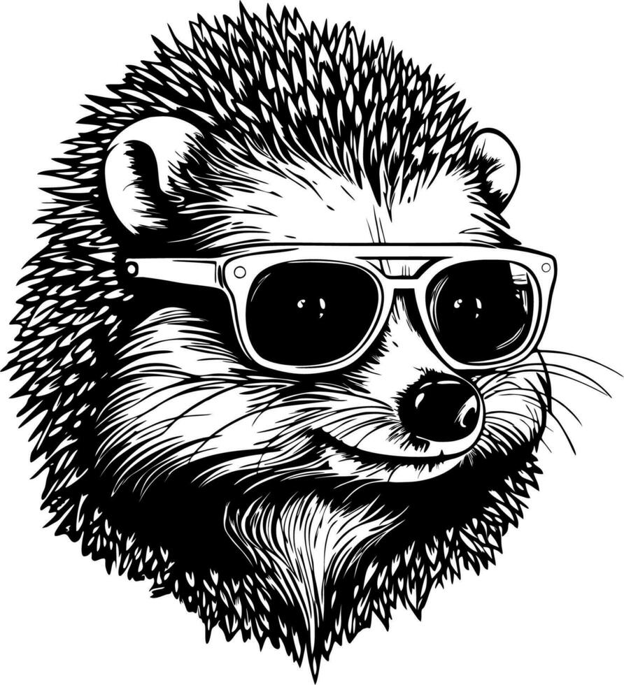 Funny hedgehog in sunglasses vector