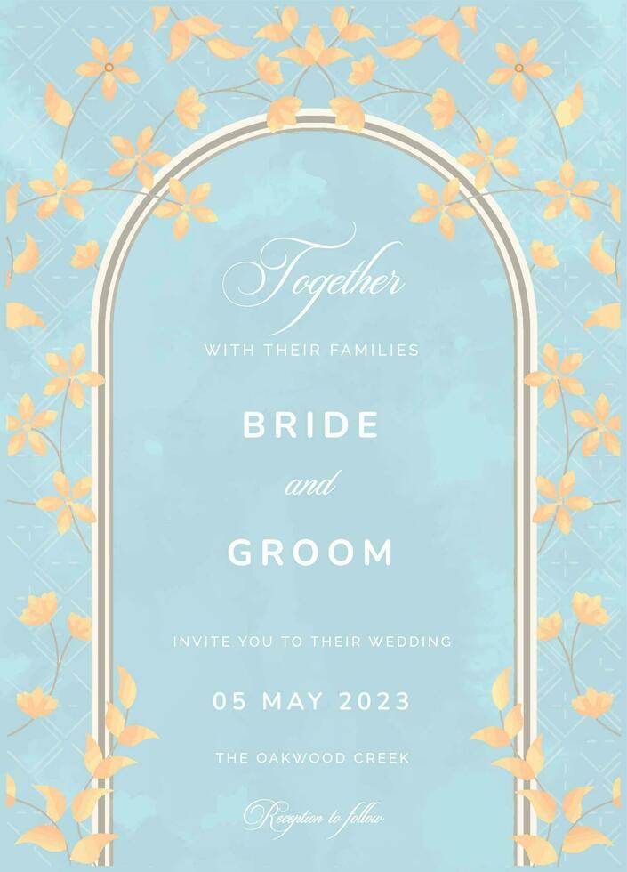 Wedding Card with Blue Background vector