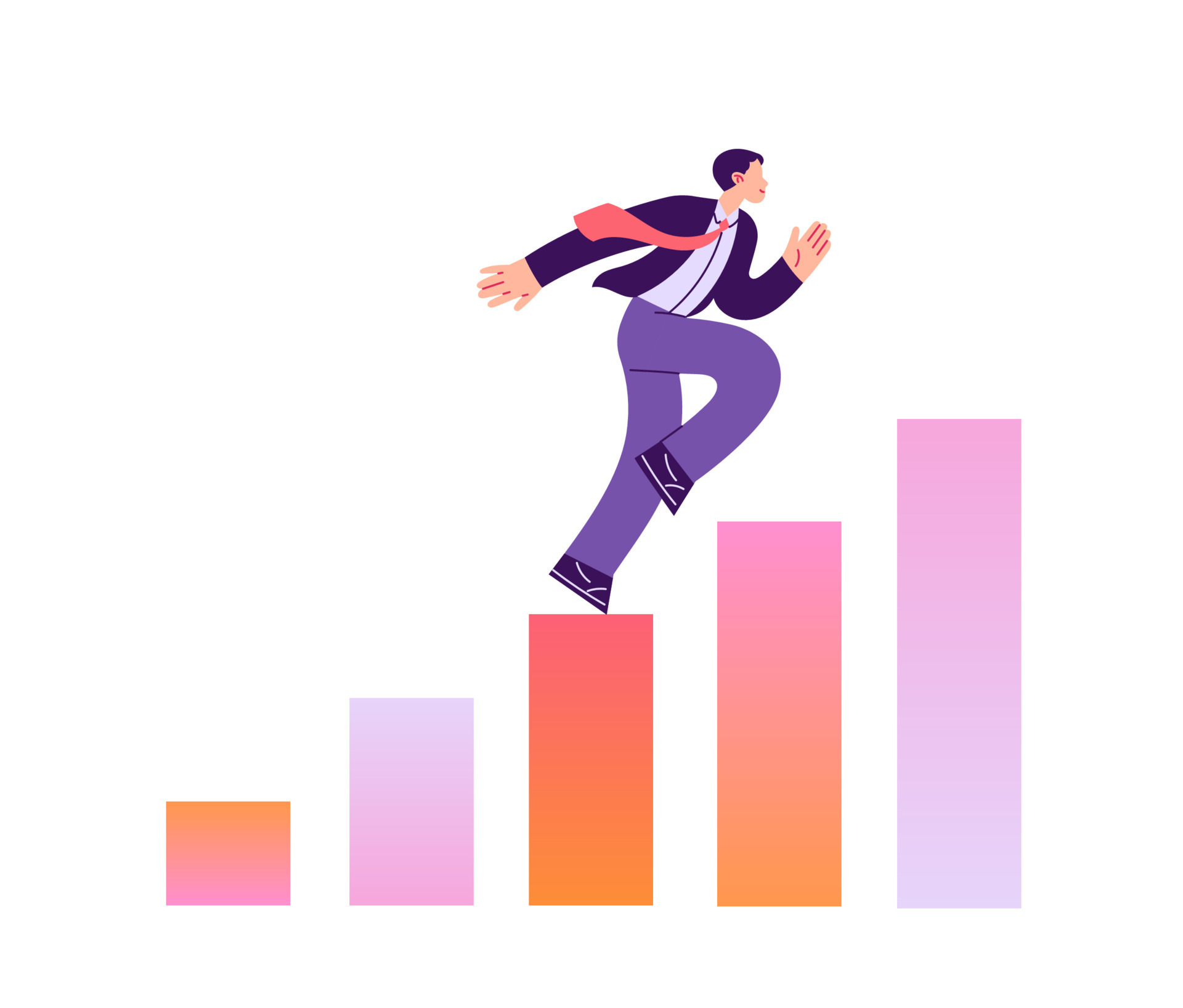 Business man running to reach higher target. Ambition to success 23784091 Vector Art at Vecteezy