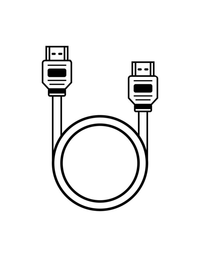 Vector illustration of HDMI cable icon on white background.