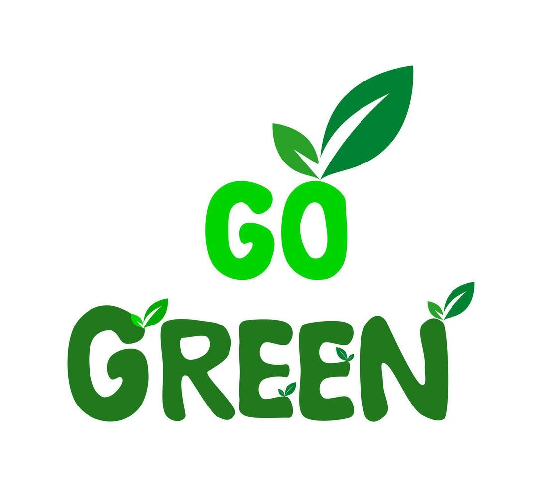 vector illustration of go green eco icon with leaves on white background
