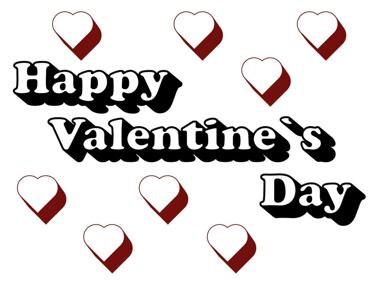 Happy Valentine's Day card, text, lettering, banner, background with hearts, vector illustration