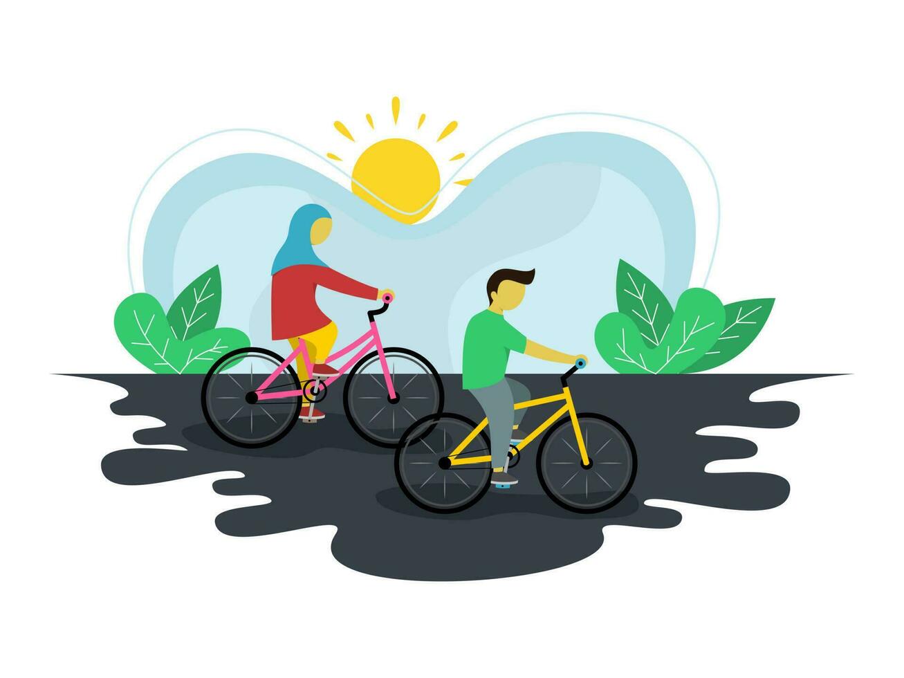 Cycling on The Road for World Bicycle Day or Car Free Day vector