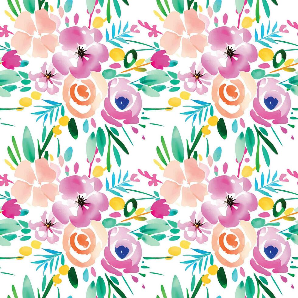 Floral shape watercolor seamless pattern. vector