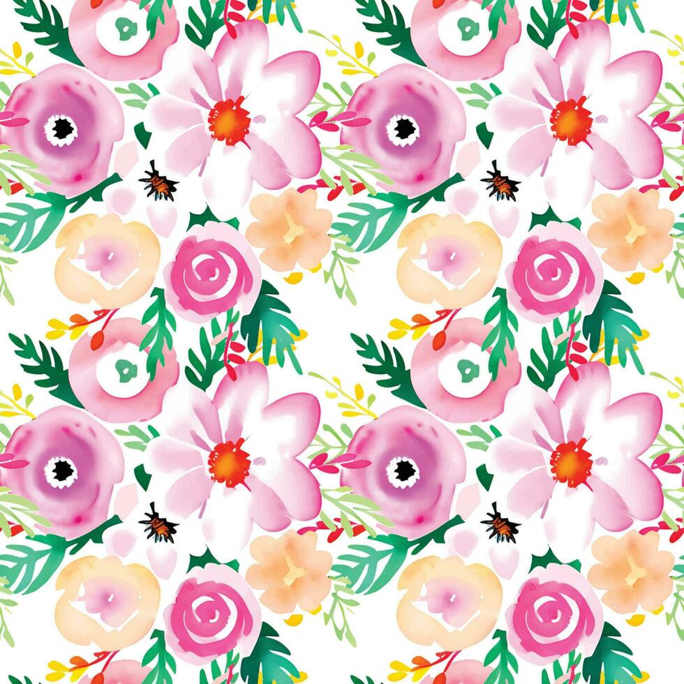 Floral shape watercolor seamless pattern. vector