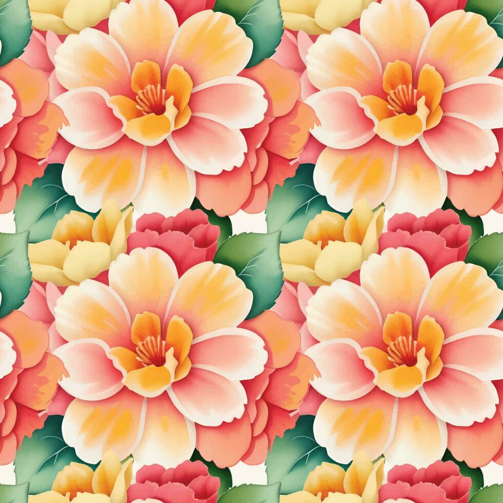 Floral shape watercolor seamless pattern. vector