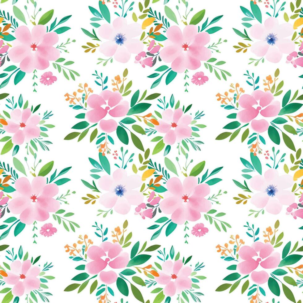 Floral shape watercolor seamless pattern. vector