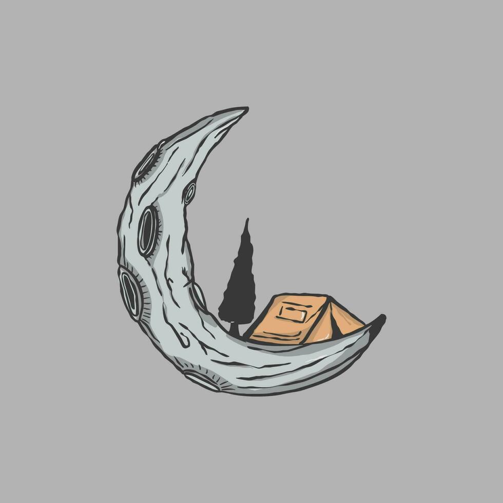 art adventure and crescent moon vector