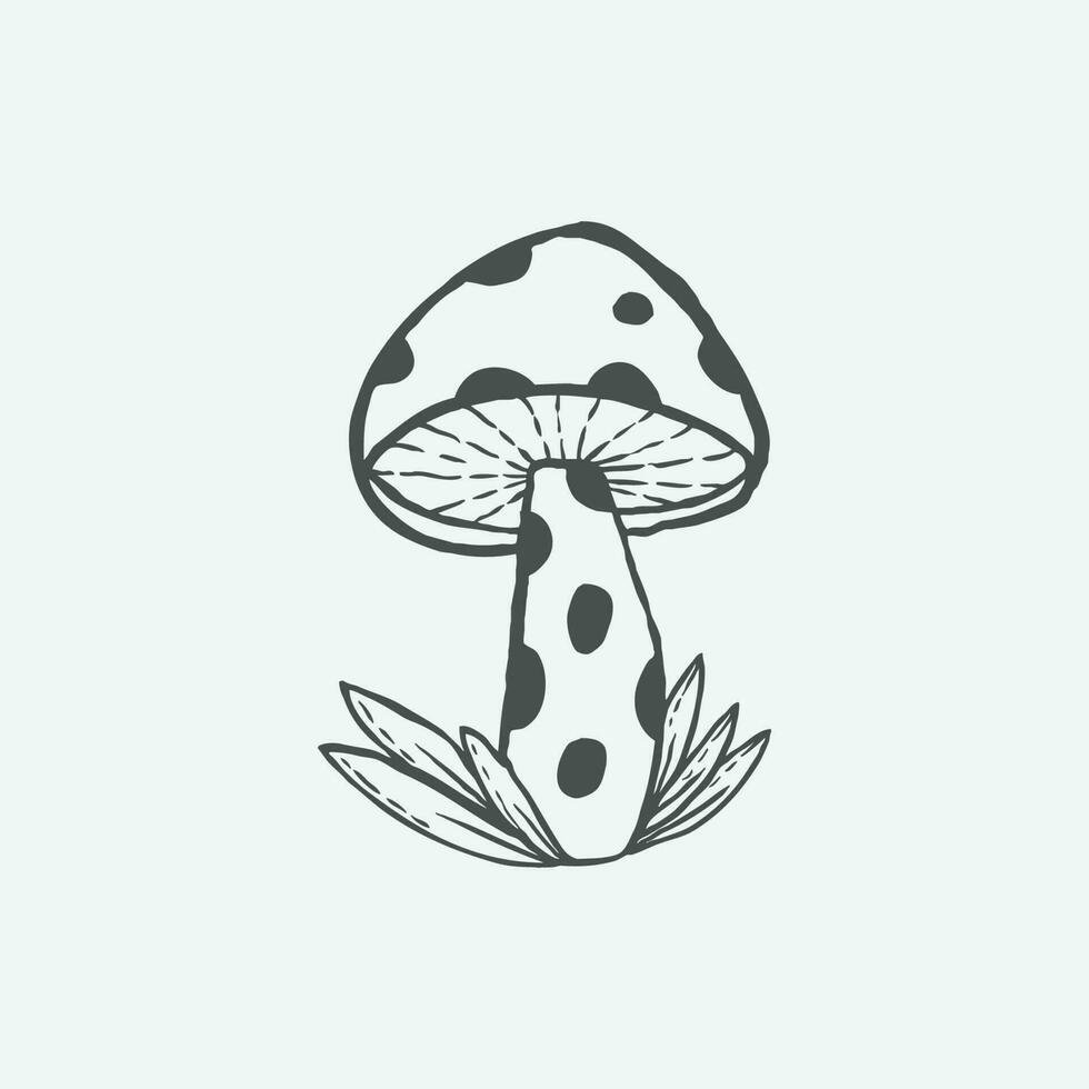 Unique mushroom simple art design vector