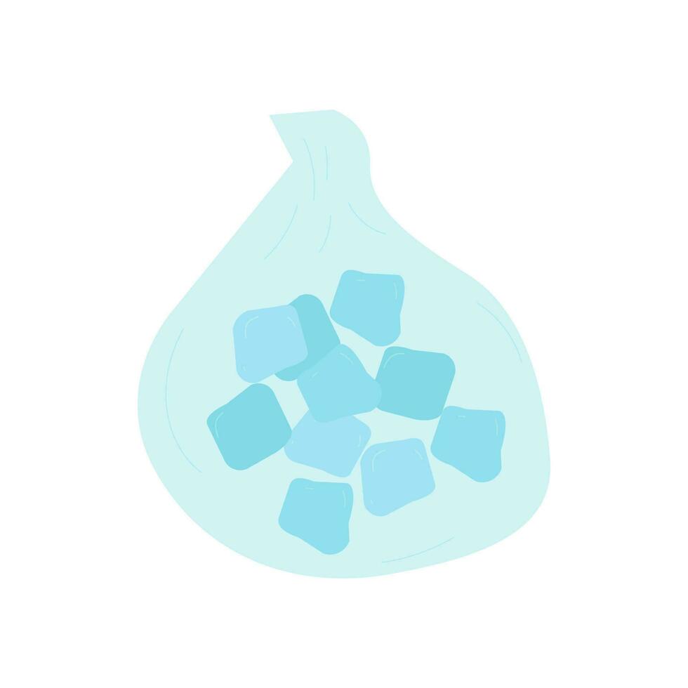 Blue crystal ice cubes on white background. vector