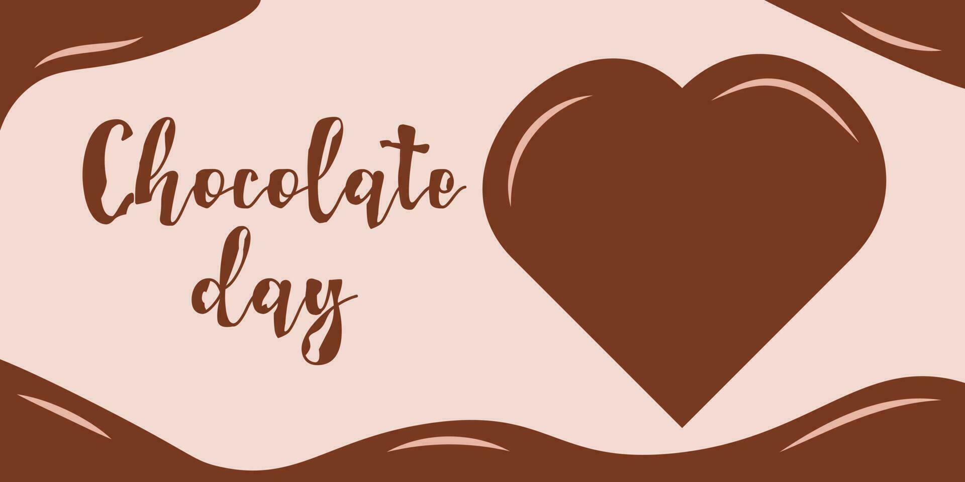 Chocolate Day chocolate heart with brown text. vector