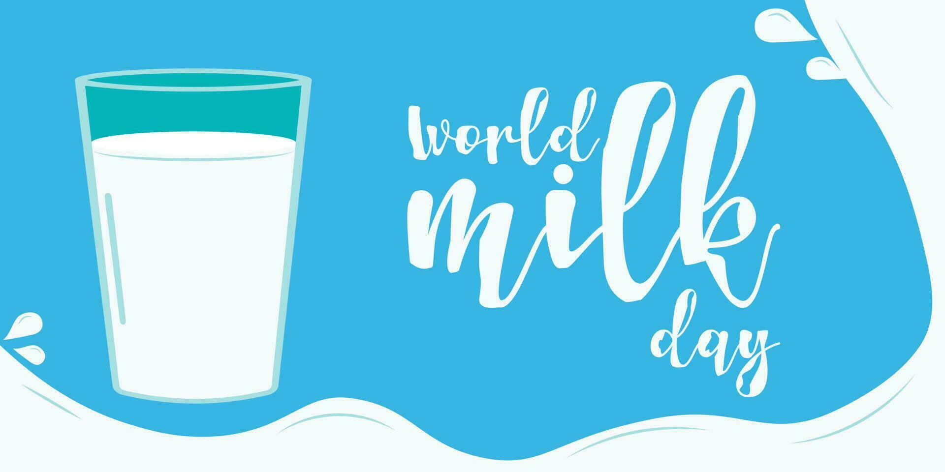 World Milk Day. Horizontal blue background design. vector