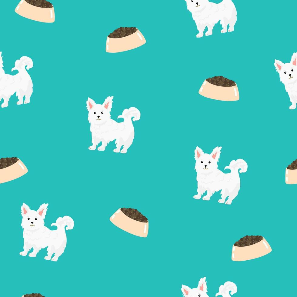 dog food seamless pattern vector illustration, on blue