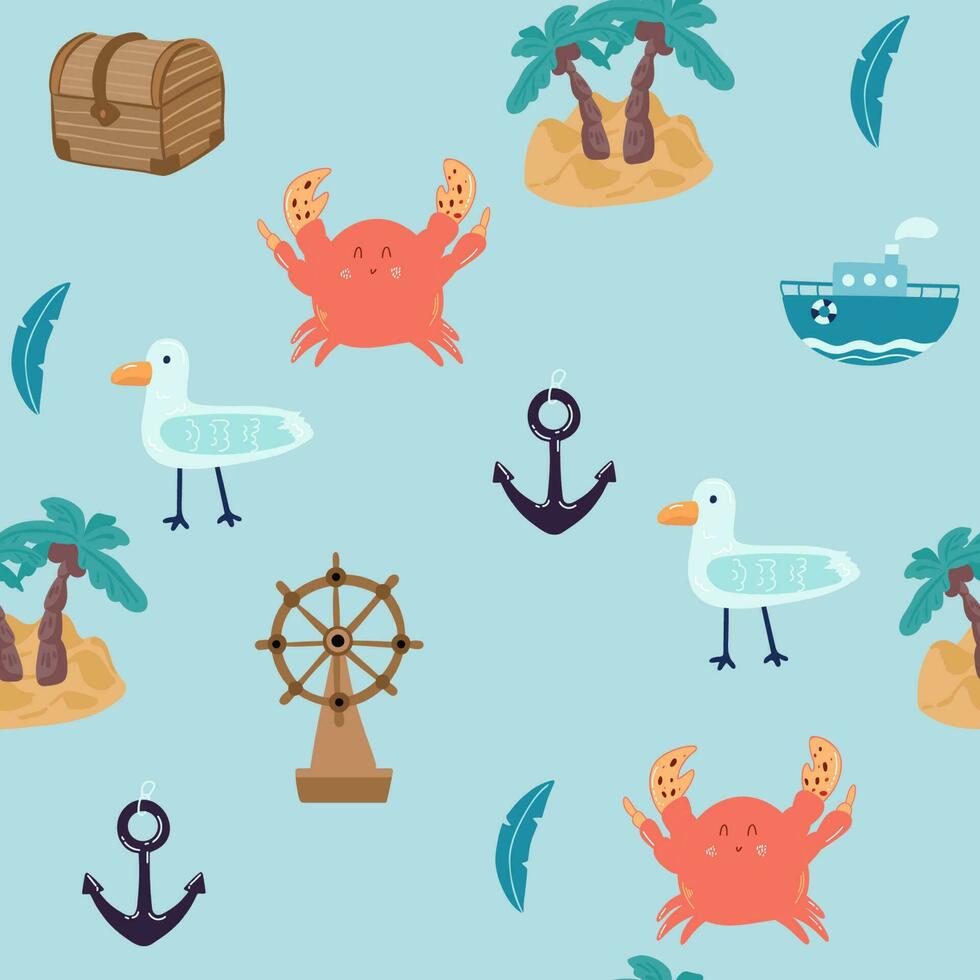 Seamless pattern with nautical elements vector