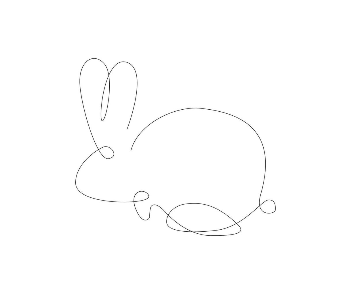 One line bunny for easter. Easter line art illustration. Cute rabbit vector linear. one line animals