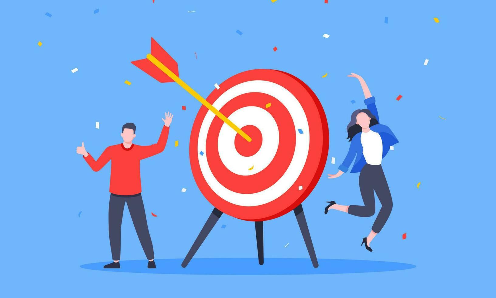 Goal achievement business concept sport target icon and arrows in the bullseye. vector