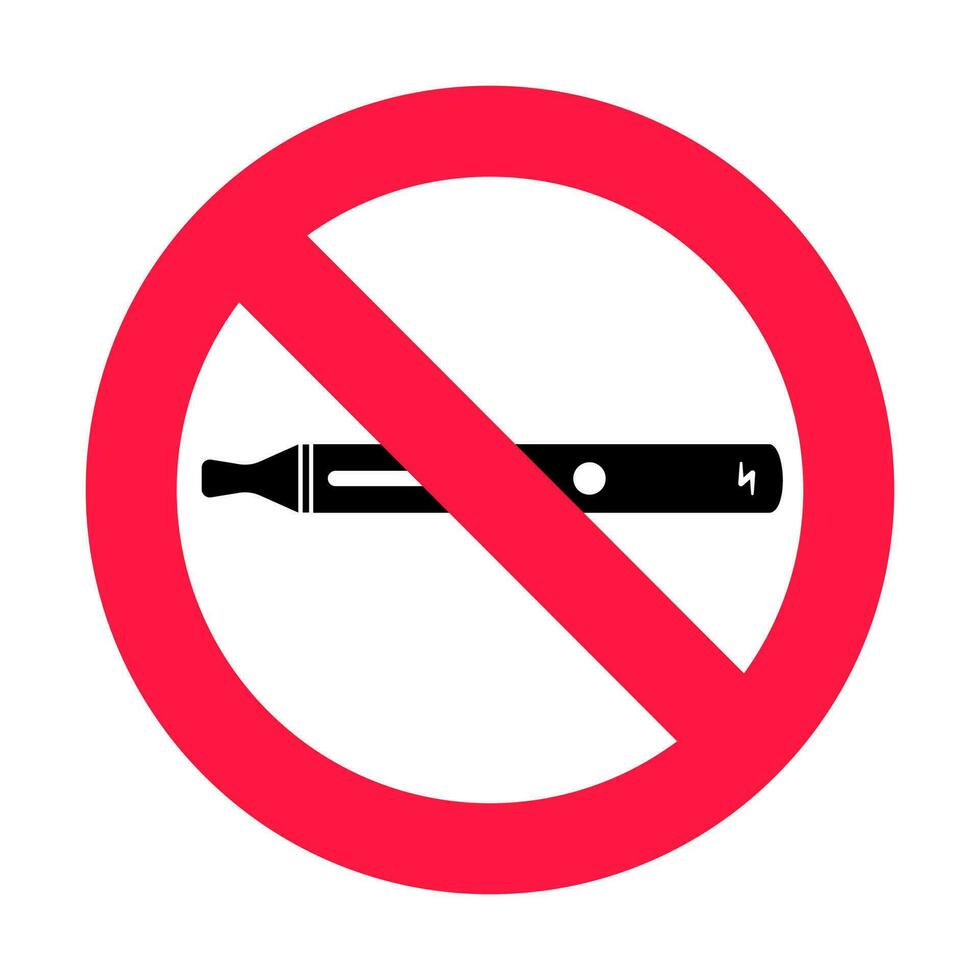 No vaping sign. Red forbidden circle sign icon isolated on white background vector illustration.