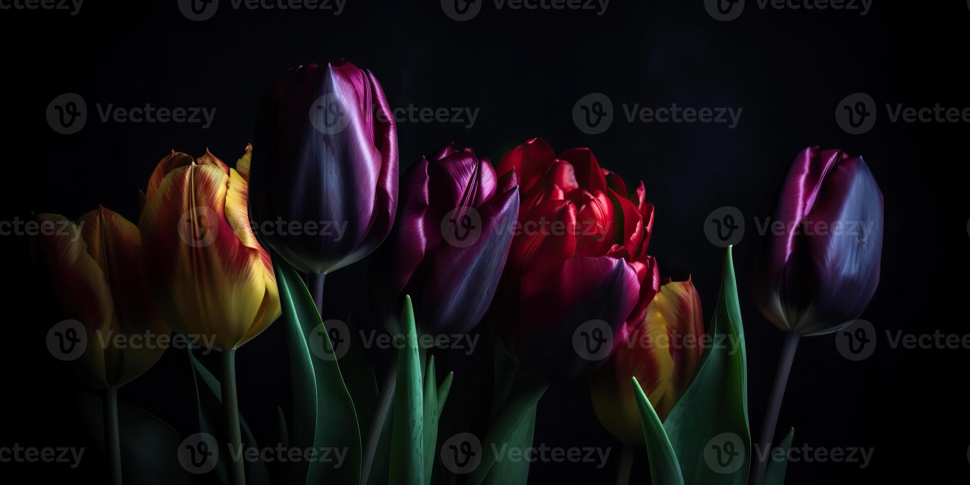 . . Aesthetics tulip flowers pattern mock up. Inspired by Tim Burton dark mood vibe. Can be used for decoration or graphic love design. Graphic Art photo