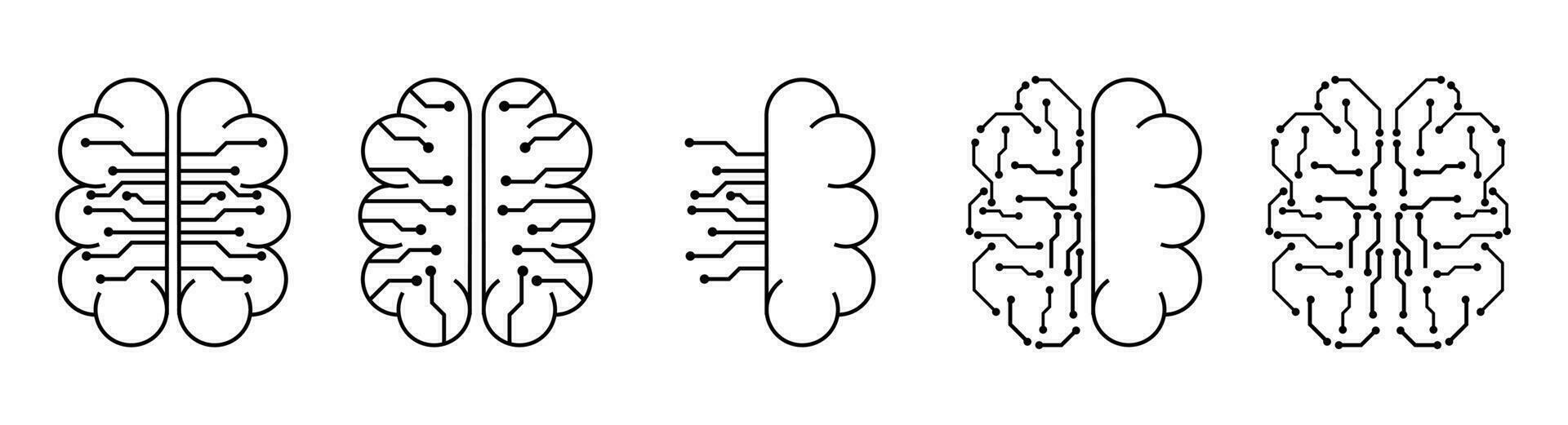 artificial intelligence icon with brain and circuit board vector