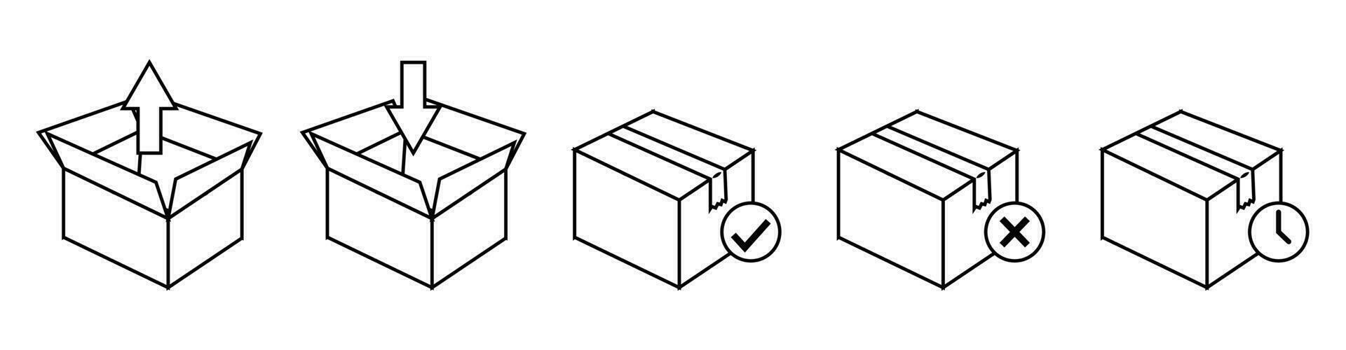 delivery shipment status icon set with cardboard vector