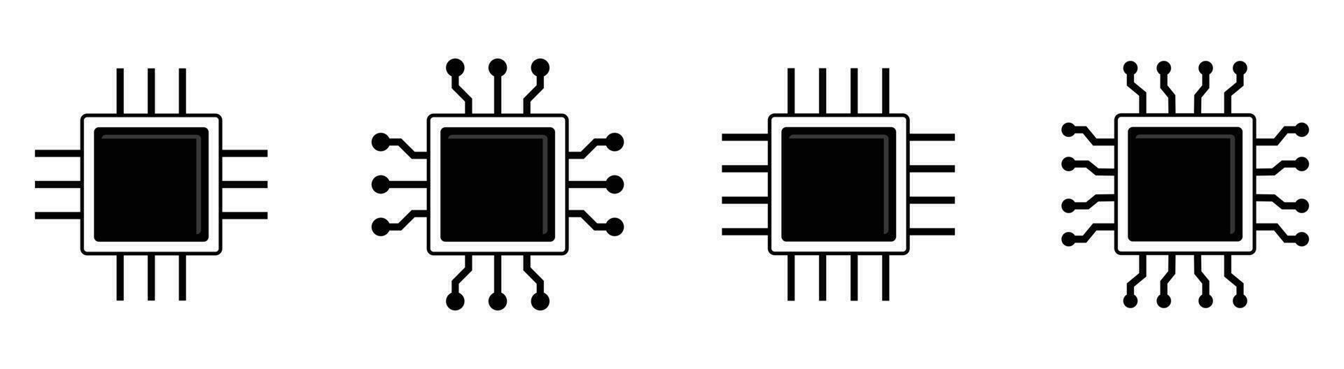 processor chip icon set microprocessor vector