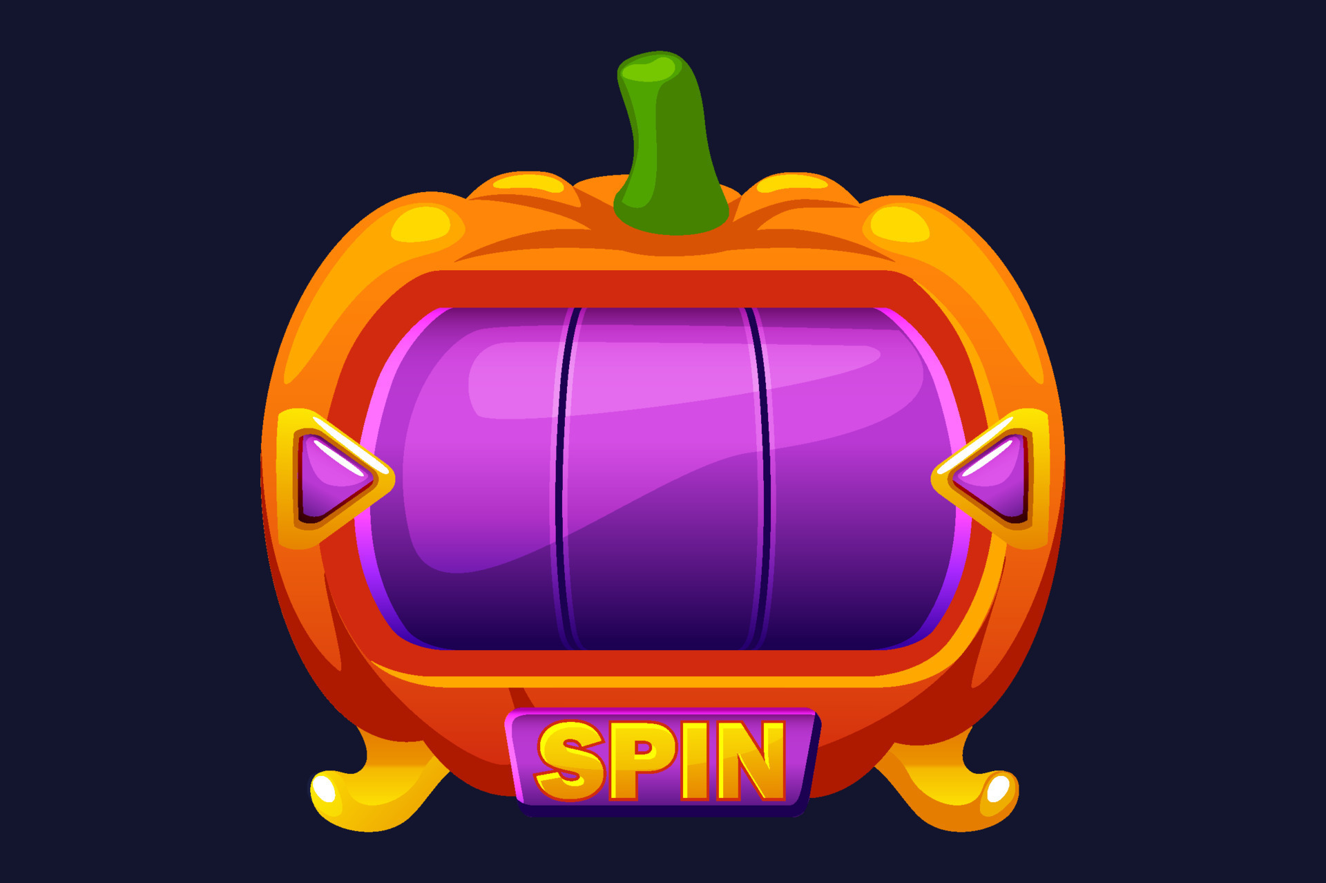 Halloween slot machine, button rotation. 2D game asset. Halloween Bonus ...