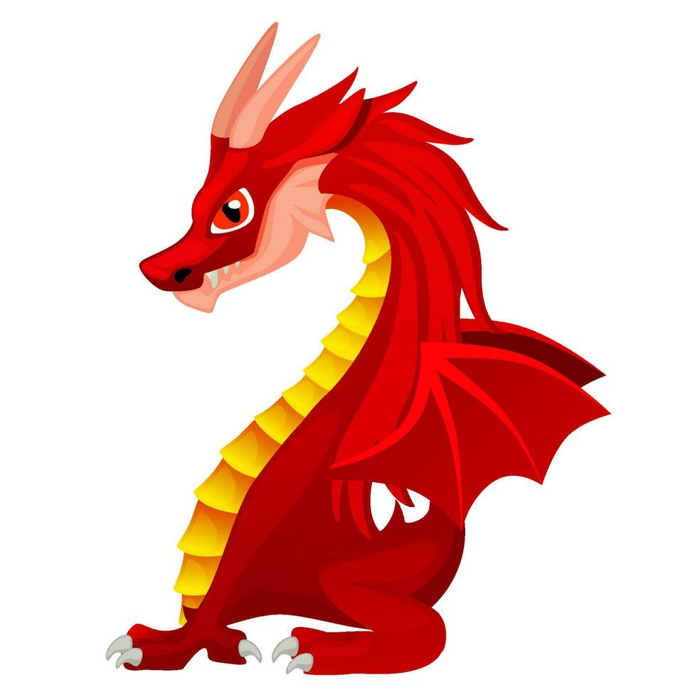 Cute red dragon on the white background. Symbol New Year 2024 vector