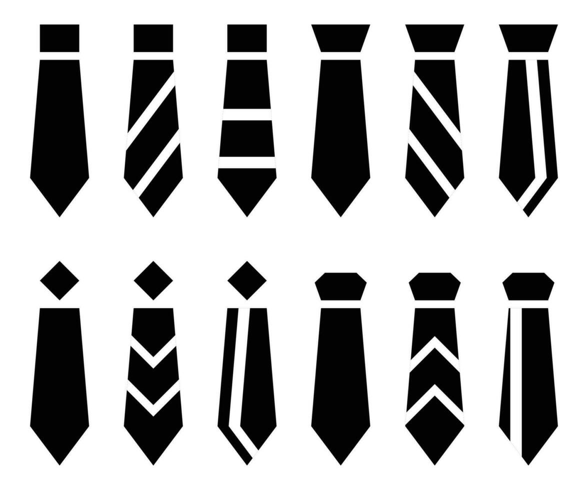 tie icon set silhouette design on white background, vector illustration of office, fashion, business, father's day.