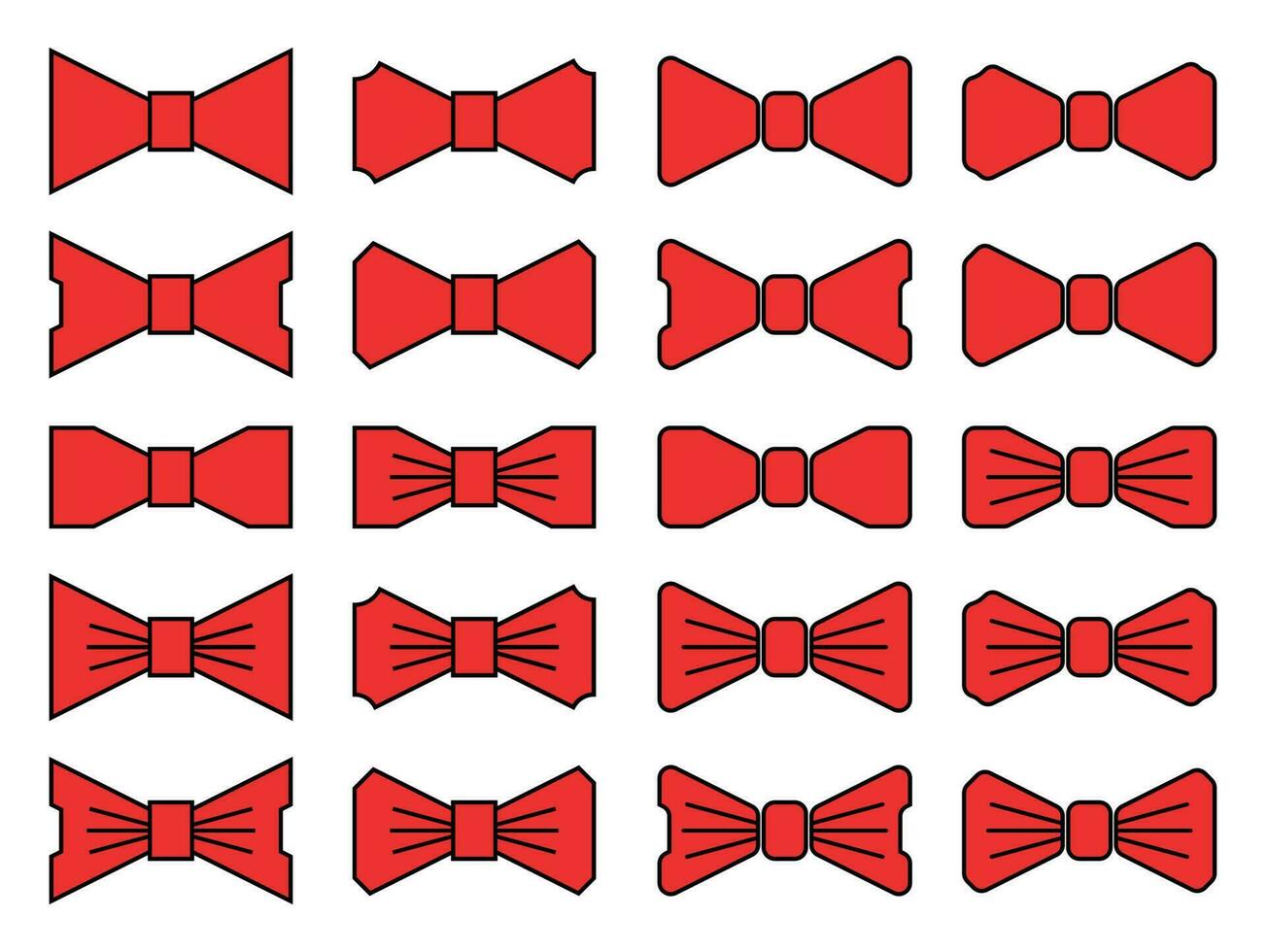 Bow tie icon set, red color flat design. vector for father's day, app, web, button, internet.