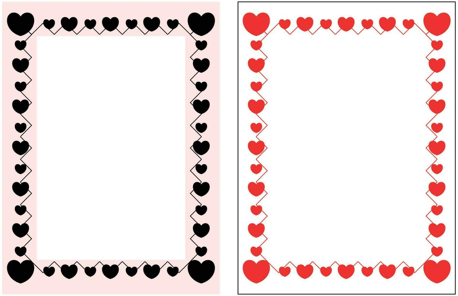 poster frame decoration with heart icon with free space for photo or text, border vector template. Greeting card, invitation, birthday, mother's day, banner, social media.
