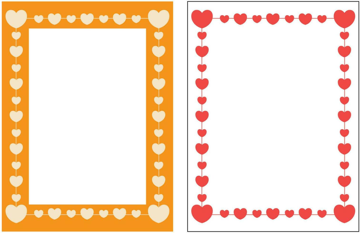 poster frame decoration with heart icon with free space for photo or text, border vector template. Greeting card, invitation, birthday, mother's day, banner, social media.
