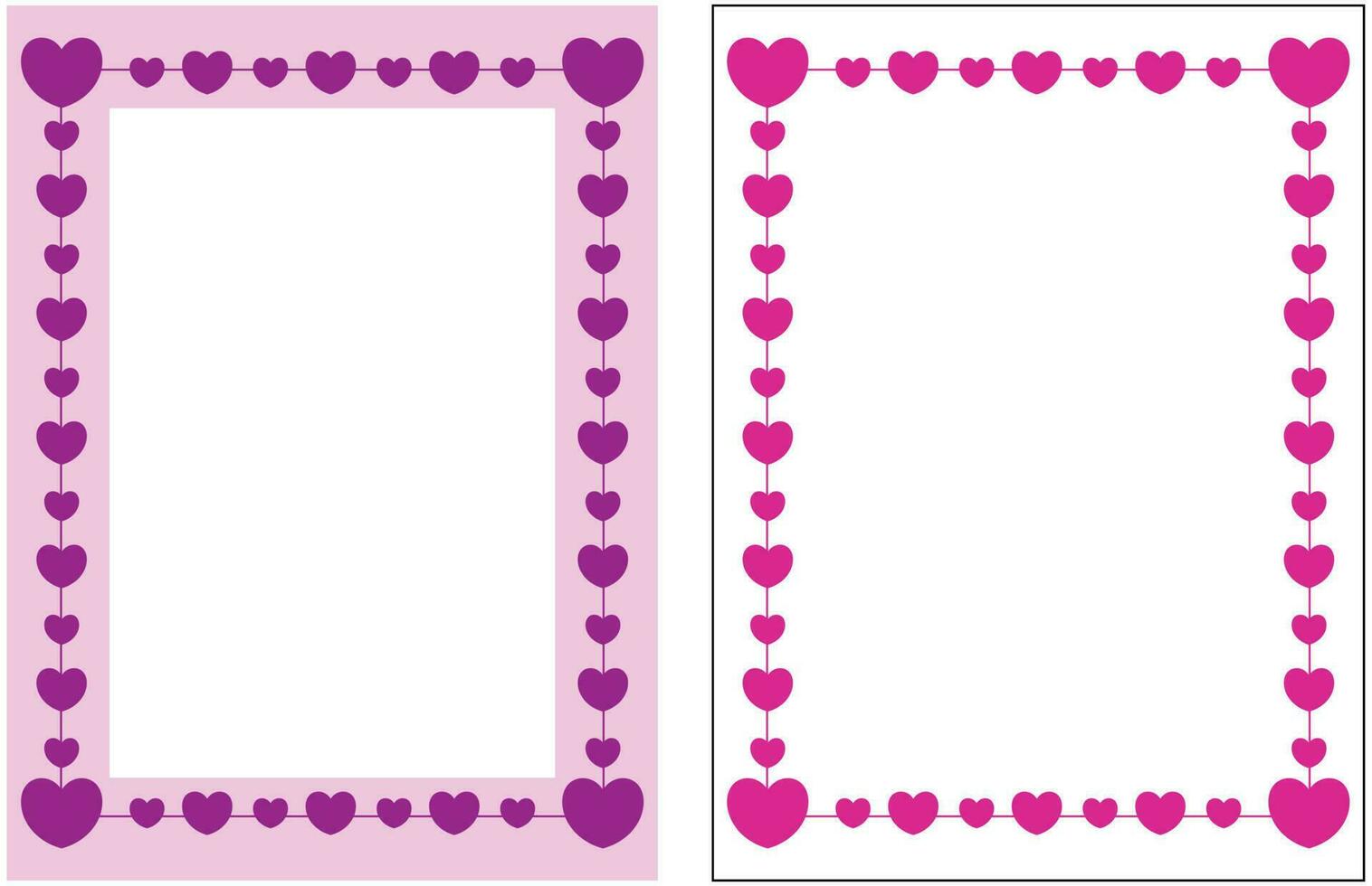 poster frame decoration with heart icon with free space for photo or text, border vector template. Greeting card, invitation, birthday, mother's day, banner, social media.