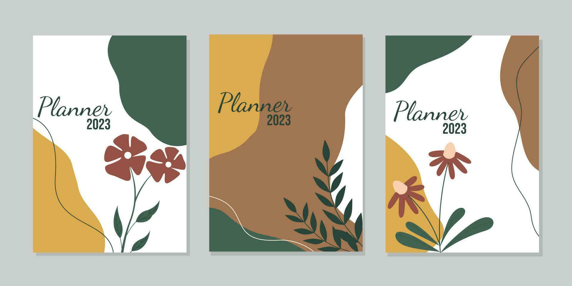 conjunto de libro cubrir modelo con mano dibujado floral decoraciones resumen retro botánico antecedentes. Talla a4 para cuadernos, libros, de tapa dura, planificadores, folletos, catálogos vector