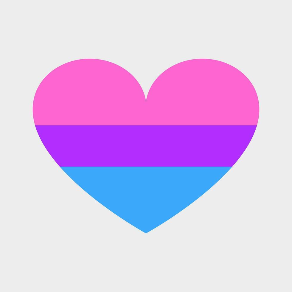 Cute vector heart in LGBTQ flag colors. Three horizontal stripes, bisexual flag, sexual identity, pride month.